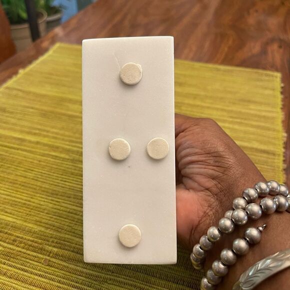 Brass Leaf Paperweight Marble Stone Base 6" - Picture 2 of 6